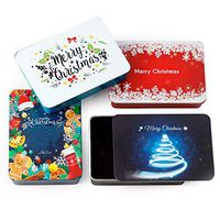 Christmas Gift Card Holder Tin Box -Beautiful Christmas Gift Card Holder tin Boxes with Sliding lids Set of 4