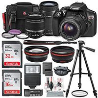 Canon EOS Rebel T6 DSLR Camera Bundle EF-S 18-55mm f/3.5-5.6 IS II Lens, EF-S 55-250mm f/4-5.6 IS STM Lens and Accessories (19 Items)