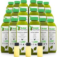 RAW Fountain 7 Day Green Juice Cleanse, 100% Raw Natural Vegan Detox, Cold Pressed Juices, 42 Bottles 16oz + 7 Ginger Shots