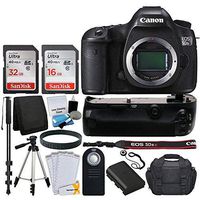 Canon EOS 5DS R DSLR Camera Body + Battery Power Grip + SanDisk 48GB Memory Card + Full Tripod + Monopod + Wireless Remote + Camera Case + Extra Battery + Cleaning Kit + Great Value Ultimate Bundle