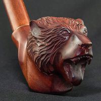 7.87'' 'Bear' Long carved wooden smoking pipe with cooling & for 9mm filter. Best smoking pipes. WORLDWIDE shipping.