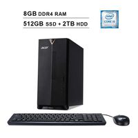 Acer 2019 Premium Aspire TC 885 Desktop, Intel 6-Core i5-8400 up to 4.0 GHz,Intel UHD 630, 8GB DDR4 RAM, 512GB SSD (Boot) + 2TB HDD, DVD, HDMI, Bluetooth, WiFi, Windows 10 Home