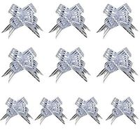 Lanyun Ribbon Pull Bows Flower String Festival Tree Party Gift Wrapping Decoration Ornaments Present Birthday Wedding Christmas New Year Party 10 Pcs 3cm Width (Silver Bowknot)