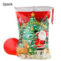 Christmas Gift Bag Set Bulk Santa Bags Drawstring Sack Stocking Large 16''×21.6''-3 Pieces