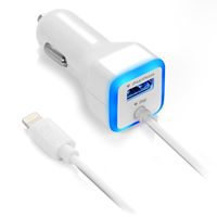 iPhone Car Charger, [Apple MFI Certified] Lighting Car Charger for iPhone X, 8, 8Plus, 7, 7Plus 6S / 6S Plus, 6, 6 Plus, SE, 5, 5S, iPad Pro, Air 2, Mini 3,with Extra USB Port (White)