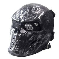 Party Masks - Skull Skeleton Full Face Halloween Mask Airsoft Army Games Tpr Eye Shield Decor - Masquerade Couples Stick Capes Pack Women Bulk Masks Wear Glasses Superhero Gold Male Dinos