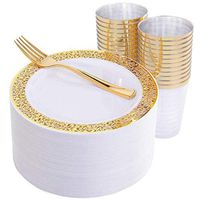 fercisi Durable Hollow Wedding Party Disposable Plate Tableware Dishes