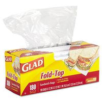 Glad 60771 Fold-Top Sandwich Bags 6 1/2 x 5 1/2 Clear 180/Box