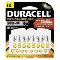 Duracell DA10B16ZM10 Button Cell Hearing Aid Battery, 10, 16/Pk
