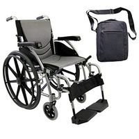 Karman S-Ergo 115 Ultra Lightweight Ergonomic Wheelchair | Seat Size 18" X 17" | Swing Away Footrest | Fixed Wheels and Mag Wheels in Silver & Free Front Zip Pocket Medical Utility Bag Black!