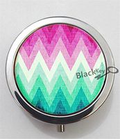 BlackKey Chevron Pattern 3-Compartment Decorative Pocket Gift Box Case Organizer for Pill, Color 1 -2087