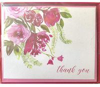 Design Design Pink Floral Premium Thank You Blank Note Cards (139-09422), Window Box Set of 16
