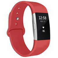 NAHAI Bands Compatible with Fitbit Charge 2, Soft Silicone Replacement Bands Adjustable Sport Wristbands Strap Accessories for Fitbit Charge 2, Women Men, Small, Red