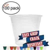 TigerChef 9 Ounce Clear 100 Pack Easy Grip Plastic Party Cups Solid Color Disposable 9 Oz Plastic Cups BPA Free