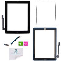 OmniRepairs Touch Screen Glass Digitizer OEM Assembly Replacement with Home Button Flex Compatible for iPad 3 (3rd Generation) with Adhesive Tape and Midframe Bezel (Black)