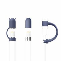 [3-Pack] FRTMA for Apple Pencil Cap/Apple Pencil Horn Cap Holder/Cable Adapter Tether for iPad Pro Pencil, Midnight Blue