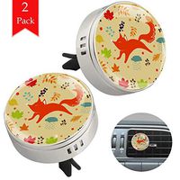 Maple Fox Orange Car Aromatherapy Essential Oil Diffuser Crystal Glass Air Freshener Vent Clip Locket with 4 Refill Pads Silver metal Car Diffuser for Aromatherapy 34mm