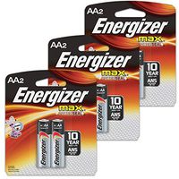 6 Count Energizer Max AA Batteries - 3 Pack of 2 AA2 Total of 6 Batteries, The Perfect Choice of Power for All AA Battery Operated Devices
