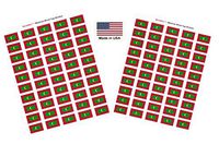 Made in USA! 100 Country Flag 1.5" x 1" Self Adhesive World Flag Scrapbook Stickers, Two Sheets of 50, 100 International Sticker Decal Flags Total (Maldives)
