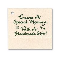 100 Hang Tags Size 2"x2-1/8" Create A Memory Handmade & 100 Cut Strings for Crafts & Gifts. Personalize & Price Your Merchandise. Perforated