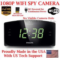 AES 1080P HD WiFi Alarm Clock Radio Spy Camera Wireless IP P2P Covert Hidden Nanny Camera Spy Gadget (1080P WI-FI Model)