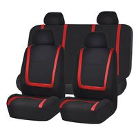FH Group FB032RED114 Red Unique Flat Cloth Car Seat Cover (w. 4 Detachable Headrests and Solid Bench)