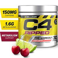 C4 Ripped Pre Workout Powder Cherry Limeade | Creatine Free + Sugar Free Preworkout Energy Supplement for Men & Women | 150mg Caffeine + Beta Alanine + Weight Loss | 30 Servings