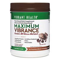 Vibrant Health - Maximum Vibrance, Plant-Based Meal Replacement Rich with Vitamins, Minerals, Antioxidants, and Protein, Gluten Free, Vegetarian, Non-GMO, Chocolate Chunk, 15 Servings