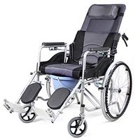 ZY Toilet Chair Folding Wheelchair High Back Reclining Fixed Belt Elderly Scooter with Potty Handicapped Large Wheel Travel Wheelchair for Elderly Disabled Person