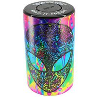 Vac Stash Vacuum Sealed Herb, Spice, Tobacco Jar with Printed Design - Tie Dye Alien