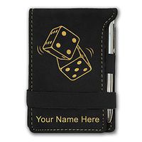 Mini Notepad, Pair of Dice, Personalized Engraving Included (Black)