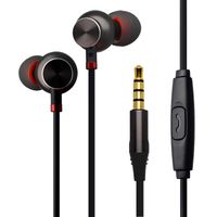 Earbuds, KAKOM Powerful Bass Earphones, Ergonomic Super Crystal Clear Sound in-Ear Headphones with Remote Control and Microphone for iPhone, iPad, iPod, Samsung (Black)