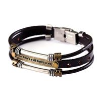 smallwoodi Bangle Bracelet,Vintage Unisex Faux Leather Multilayer Motto Engraved Wrist Bracelet Jewelry Christmas Gift for Men for Women