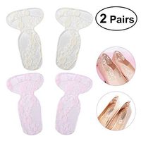 Gel Heel Grip Shoe Pads Back Inserts Pads with Lace Cover 2 Pairs