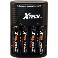 Xtech 4 AA High Capacity 2950mah Rechargeable Batteries with Travel Charger for Neewer NW320, NW-561, NW-565, NW660III, NW670, NW680/TT680, NW-985C, NW910/MK910 & MK900 Speedlight Camera Flashes
