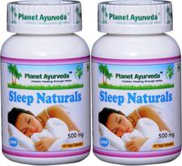 Sleep Naturals - 2 bottles (each 60 capsules, 500mg) - Ayurvedic remedy by Planet Ayurveda (in USA)