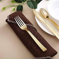 Tableclothsfactory 24 Pack Disposable Plastic Forks | 7"| Gold | BPA Free | Hammered Design Disposable Flatware