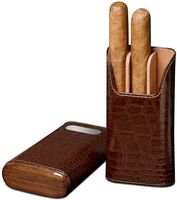Brizard & Co Croco Tobacco Leather with Plate Cigar Case