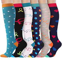 Womens Compression Socks Knee High Compression Stockings Fashion Support Socks for Travel, Running, Nurse, Maternity, Pregnant Women, Recovery, L/XL, 6 Pack,15-20 mmHg