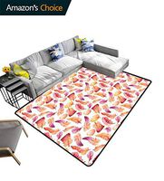 Bigdatastore Feather Animals Girls Rooms Nursery Decor Mats, Quills with Brush Marks Hand Drawn Nature Illustration Inspirations, Easy Maintenance Area Rug Living Room Bedroom Carpet(2.5'x 7')