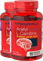 Piping Rock Acetyl L-Carnitine 400 mg & Alpha Lipoic Acid 200 mg 2 Bottles x 90 Quick Release Capsules Dietary Supplement