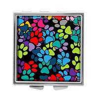 Top A Custom Personalized Square Pill Box Decorative Box Vitamin Container Pocket Or Wallet (Colorful Paw-2)