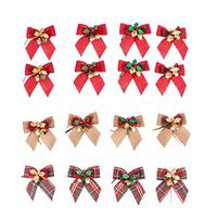 LIOOBO 16Pcs Christmas Tree Bows Pendant Gift Wrap Bows Xmas Tree Ornaments Presents Packing Party Decor (Random Pattern)