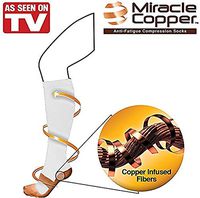 Miracle Copper Anti-Fatigue Compression Socks, White, L/XL, Men's shoe 10-12.5/Women's Shoe 10-13.5