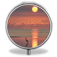 Dawn Pill Case, Round Stainless Drug Organizer Container Medicine Cover for Pocket Daily&Weekly