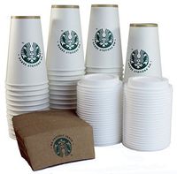 Starbucks White Disposable Hot Paper Cup, 16 Ounce, Sleeves and Lids (Pack of 50 Each)