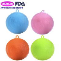 Silicone Dish Sponge Non Sick All Purpose Dish Wash Kitchen Cleaning Towel Silicone Sponge Scrubber for Kitchen Dish Wash Makeup Brush Wash Body Wash Face Wash Fruit and Vegetable Wash Package of 4