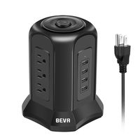 Desktop Power Strip Tower USB - BEVA 10 ft Surge Protector Power Strip Tower with 4 USB Ports 9 Outlets,Switch Control Power Outlet Strips Charging Station Long Extension Cable for Office and Home
