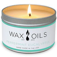 Wax and Oils Soy Wax Aromatherapy Scented Candles, Peppermint Eucalyptus, 8 oz
