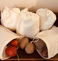 Cotton Muslin Bags, 100% Organic Cotton with Single Drawstring. Premium Quality Reusable Eco-Friendly Natural Muslin Bags. (25, 10 x 12 Inches)
